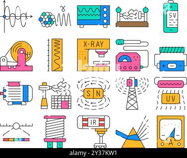 Symbole Für Elektromagnetische Physik Set Vector Stock Vektor
