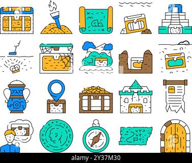 Treasure Precious Und Antique Icons Set Vector Stock Vektor