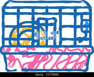 Hamsterkäfig Haustier-Symbol-Kritzelillustration Stock Vektor