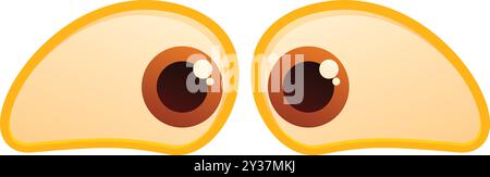 Ein Paar Cartoon-Augen, die seitwärts schauen, machen einen lustigen und albernen Ausdruck Stock Vektor