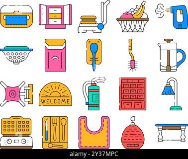 Heim Innenraum Design Ikonen setzen Vektor Stock Vektor