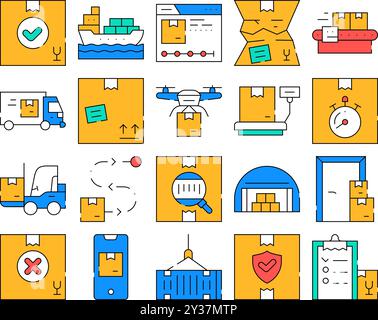 Logistik Service Collection Icons Set Vektor Illustrationen Stock Vektor
