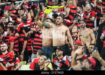 Rio, Brasilien - Septrember 12 2024: Fans im Spiel zwischen Flamengo x Bahia beim Brasilien Cup, Runde Viertelfinale im Maracana Stadium Stockfoto