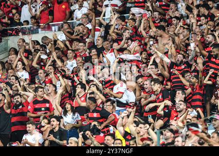 Rio, Brasilien - Septrember 12 2024: Fans im Spiel zwischen Flamengo x Bahia beim Brasilien Cup, Runde Viertelfinale im Maracana Stadium Stockfoto