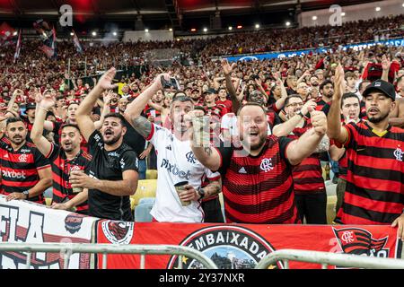 Rio, Brasilien - Septrember 12 2024: Fans im Spiel zwischen Flamengo x Bahia beim Brasilien Cup, Runde Viertelfinale im Maracana Stadium Stockfoto