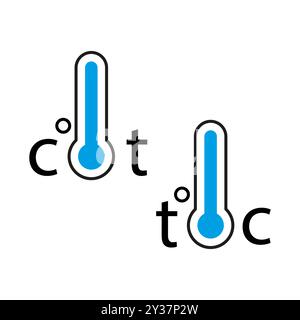 Symbol für Temperatur. Abbildung des Thermometers. Celsius- und Fahrenheit-Grafik. Vektormesszeichen. Stock Vektor