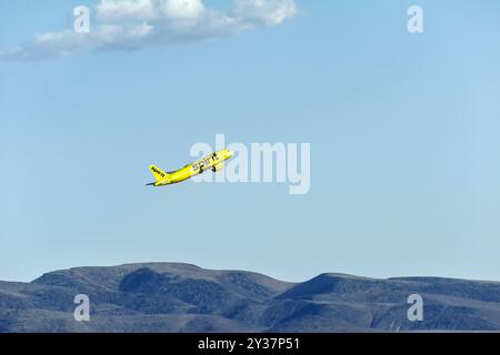 Spirit Airlines Flugzeug startet vom Flughafen Las Vegas Harry Reid. Stockfoto