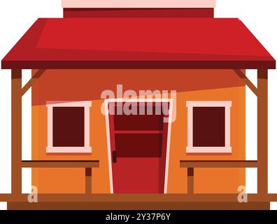 Rotes Gebäude mit roter Tür und rotem Dach Stock Vektor