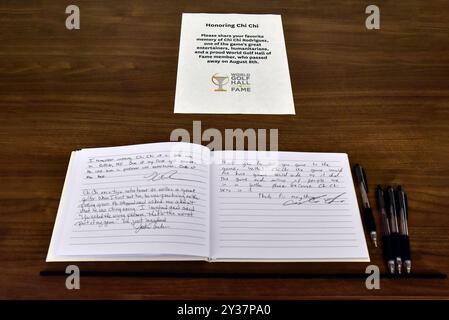 Ausstellung zu Ehren von Chi Chi Rodriguez in der USGA World Golf Hall of Fame auf dem Pinehurst Golf Course in Pinehurst North Carolina. Stockfoto