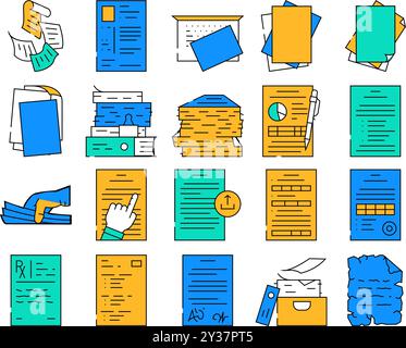 Papier weiß zerrissene leere Symbole setzen Vektor Stock Vektor