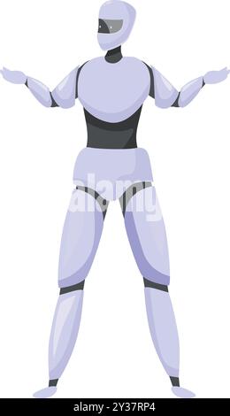 Humanoider Roboter, der mit offenen Armen steht und fortschrittliche Robotik und künstliche Intelligenz zeigt Stock Vektor