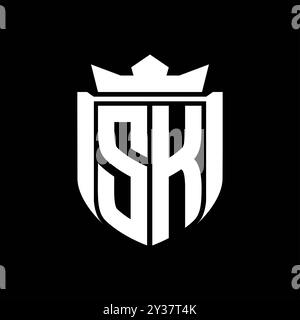 Logo-Vektor mit Schildform und scharfer Krone Stockfoto