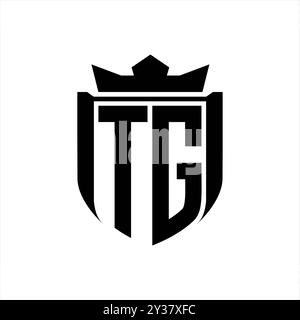 TG Letter Logo mit Schildform in Schildkrone auf weißem Hintergrund Stockfoto