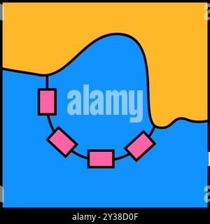 Lagune Gezeitenkraftwerke Icon Farbillustration Stock Vektor