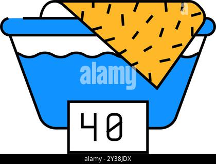 Farbdarstellung des Symbols bis zu 40 Grad waschen Stock Vektor