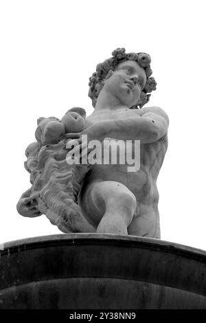 Statue Genie von Palermo in Schwarz-weiß. Sizilien, Italien. Stockfoto