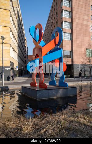 Die Boxer von Keith Haring Modern Sculpture Potsdamer Platz Berlin Deutschland Stockfoto