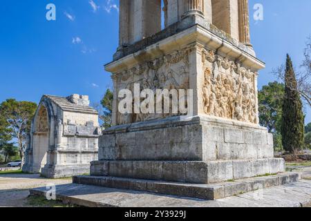 Mausoleum von Glanum, archäologische Ausgrabungsstätte von Glanum in der Nähe von Saint-Remy-de-Provence, Provence, Frankreich Stockfoto