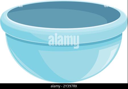 Hellblaue leere Schüssel auf weißem Hintergrund, einfaches Küchenelement zum Kochen Stock Vektor