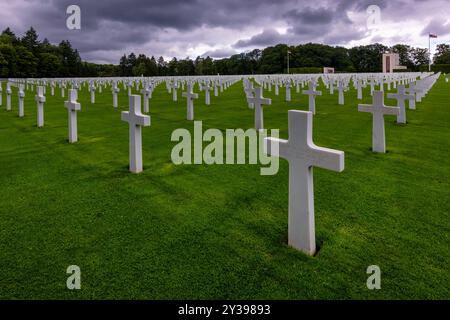 Gräber auf dem Luxemburger Amerikanischen Friedhof und Gedenkstätte, Hamm, Luxemburg Stockfoto