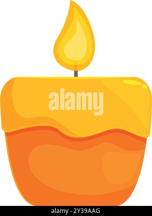 Ikone im Cartoon-Stil einer brennenden orangen Kerze mit geschmolzenem Wachs Stock Vektor