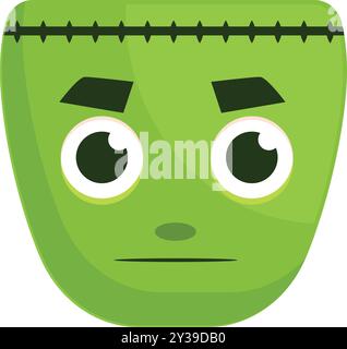 Das grüne frankenstein-Monster-Gesicht mit Nähten zeigt eine neutrale Emotion Stock Vektor