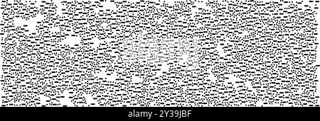 Abstraktes nahtloses Muster mit Morsecodepunkten und Bindestrichen. Unregelmäßiges BW bg mit spezifischen Anzeichen. Kreise und abgerundete Rechtecke in einfacher Geometrie BA Stock Vektor