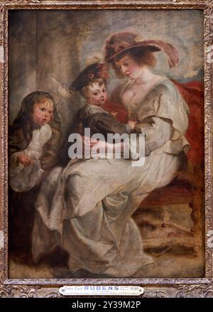 Porträt von Helena Fourment (1614–1673), Ehefrau des Künstlers, und zwei ihrer Kinder Clara Joanna und Frans, um 1636, Pierre Paul RUBENS, Siegen ( Stockfoto