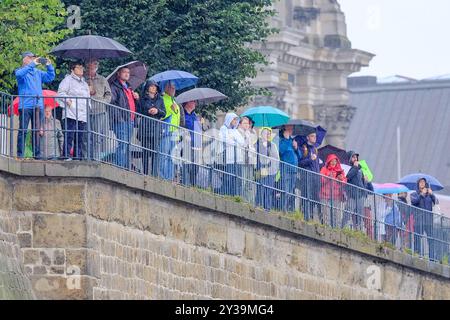 13.09.2024. Abrissarbeiten am Brückenzug der Carolabrücke in Dresden. Am Mittwoch 11.09.2024 um 2,59 Uhr stürzte ein Teil der Carolabrücke in Dresden ein. *** 13 09 2024 Abbrucharbeiten an der Carolabrücke-Brücke in Dresden ein Teil der Carolabrücke-Brücke in Dresden brach am Mittwoch 11 09 2024 um 59 Uhr zusammen Stockfoto