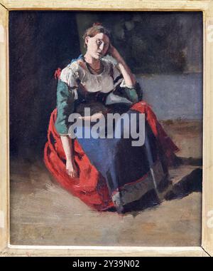 Italienerin sitzend mit Arm auf dem Knie, 1825-1828, Jean-Baptiste Camille COROT, Paris, 1796-1875, Musée du Louvre, Paris, Frankreich Stockfoto