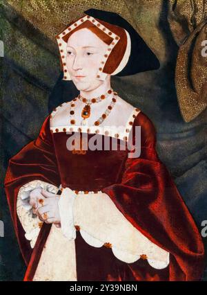 Jane Seymour (ca. 1508–1537), Königin von England als dritte Ehefrau von König Heinrich VIII., Porträtmalerei in Öl auf Tafel nach Hans Holbein dem Jüngeren, um 1537 Stockfoto