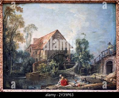 The Water Mill, 1751, Öl auf Leinwand, Francois BOUCHER, Paris, 1703 - 1770, Musée du Louvre, Paris, Frankreich Stockfoto