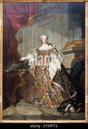 Porträt von Marie Leszczynska (1703-1768), Ehefrau von Ludwig XV., König von Frankreich, 1740, Louis TOCQUE, Paris, 1696 - 1772, Musée du Louvre, Paris, Frankreich Stockfoto