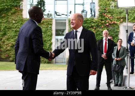 Bundeskanzler Olaf Scholz empfängt den Präsidenten Kenias, William Ruto - Politik - Berlin Bundeskanzleramt - in Berlin , Deutschland . September 2024 - Foto: IPA Photo Pressefoto DENL Stockfoto