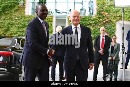 Bundeskanzler Olaf Scholz empfängt den Präsidenten Kenias, William Ruto - Politik - Berlin Bundeskanzleramt - in Berlin , Deutschland . September 2024 - Foto: IPA Photo Pressefoto DENL Stockfoto