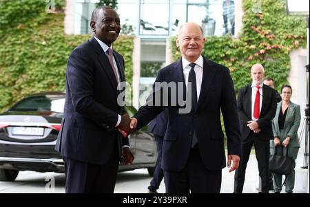 Bundeskanzler Olaf Scholz empfängt den Präsidenten Kenias, William Ruto - Politik - Berlin Bundeskanzleramt - in Berlin , Deutschland . September 2024 - Foto: IPA Photo Pressefoto DENL Stockfoto