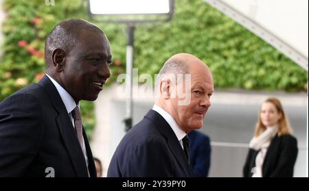 Bundeskanzler Olaf Scholz empfängt den Präsidenten Kenias, William Ruto - Politik - Berlin Bundeskanzleramt - in Berlin , Deutschland . September 2024 - Foto: IPA Photo Pressefoto DENL Stockfoto