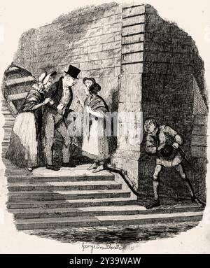 "Die Versammlung." Von "Oliver Twist" von Boz (Charles Dickens). Vol. 3. London: Richard Bentley, 1838. Erste Ausgabe Stockfoto