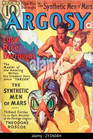 Edgar Rice Burroughs Argosy Weekly Vol. 287 No3 Jan 7 1939 Cover von Rudolph Belarski - Vintage Illustrated Magazine Stockfoto