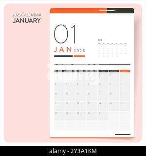 Kreativer Vektor für monatliche Kalendervorlagen mit minimalem Geschäftsvolumen 2024. Schreibtisch, Wandkalender zum Drucken, digitaler Kalender oder Planer. Woche beginnt am Montag. Ann Stock Vektor