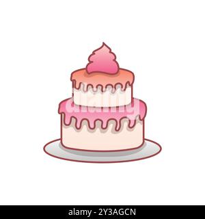 Zweistufige Pink Cake Vektor-Illustration Stock Vektor