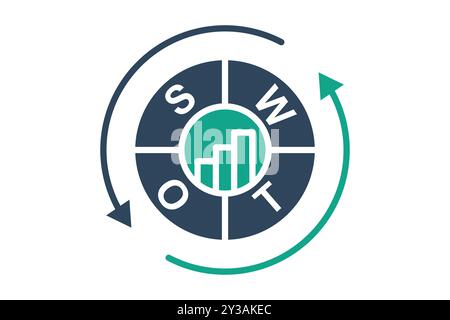 SWOT-Symbol. Symbolstil durchgehend. Symbol für das Business Management. Vektorillustration für Geschäftselemente Stock Vektor