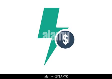 Symbol für Agilität. Symbolstil durchgehend. Blitz mit Dollar. Symbol für SWOT. Vektorillustration für Geschäftselemente Stock Vektor