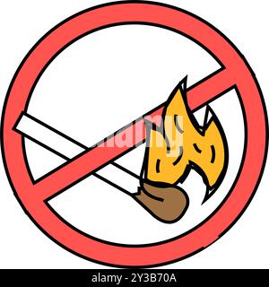 Kein geöffnetes Feuer beleuchtet Übereinstimmung Notfall Symbol Farbe Illustration Stock Vektor