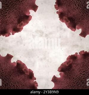 Stilvoller quadratischer strukturierter alter Papierhintergrund mit rotem Blütenstand von Celosia argentea var. Cristata, Hahnenwabe Stockfoto