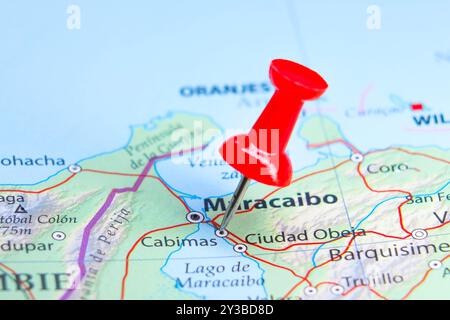 Cabimas, Venezuela Pin auf der Karte Stockfoto
