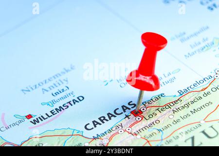 Caracas, Venezuela Pin auf der Karte Stockfoto