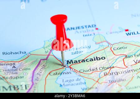 Maracaibo, Venezuela, Pin auf der Karte Stockfoto