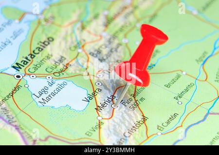 Merida, Venezuela auf der Karte Stockfoto