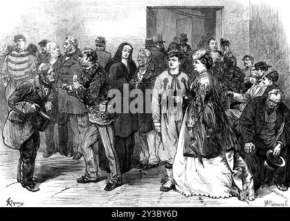 Warteraum der Nationalversammlung in Versailles, 1871. „Der erfahrene Beobachter der öffentlichen Wirtschaft... wird keine Schwierigkeiten haben, die Motive jeder Gruppe zu verstehen. Die extreme Schwierigkeit, alle zufrieden zu stellen oder sich auch für alle zu sorgen, wird von dem schikanierten Mitglied eines politischen Organs, insbesondere in Zeiten des Unbehagens und der Aufregung, schwer wahrgenommen... es ist nicht nur die legitime Ausübung seines Abstimmungs- und Redeprivilegiums auf die Fragen, die möglicherweise Gegenstand einer Debatte sind, die er zu verantworten hat Stockfoto